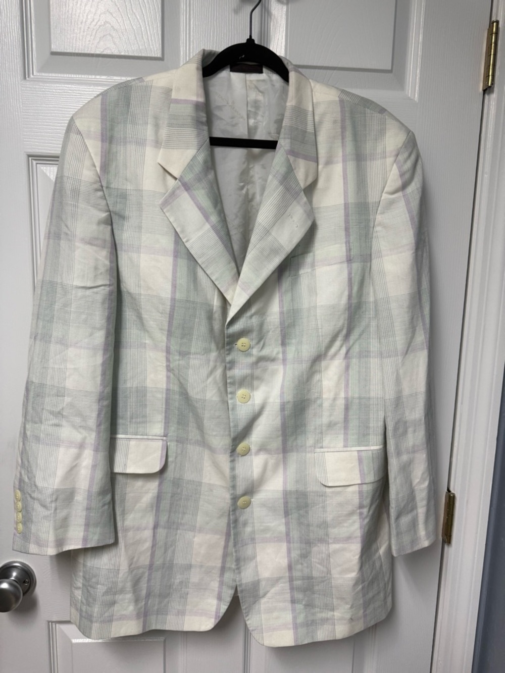Light Pastel Plaid Blazer - Soft Green & Lavender Check